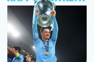 曼城祝格拉利什30歲生日快樂，球員為藍(lán)月出戰(zhàn)157場17球23助