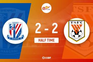 半場-汪海健角球破門瓦科雙響7輪13球王大雷送點 申花暫2-2泰山