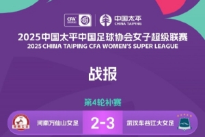 2025中國太平女超聯(lián)賽第4輪、第15輪補賽戰(zhàn)報、積分榜、射手榜