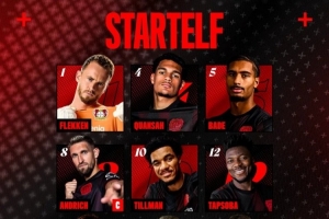 勒沃庫(kù)森vs法蘭克福首發(fā)：寬薩、巴斯克斯、希克出戰(zhàn)