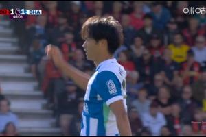 收獲賽季首球！三笘薰后點(diǎn)高高躍起將球砸進(jìn)球門(mén)，布萊頓扳平