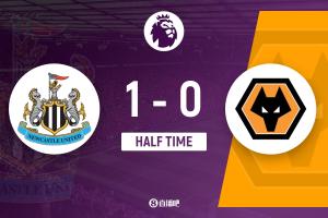 半場(chǎng)-沃爾特馬德首秀破門(mén)波普兩度神撲 紐卡斯?fàn)柭?lián)暫1-0狼隊(duì)