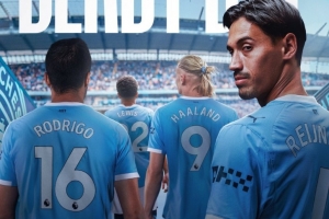 曼城官推曬德比大戰(zhàn)海報(bào)：哈蘭德、羅德里、賴因德斯步入伊蒂哈德