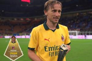 1進球2關(guān)鍵傳球，莫德里奇當(dāng)選米蘭1-0博洛尼亞一役全場最佳