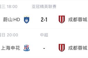 慘！申花、蓉城亞冠均遭K聯(lián)賽球隊(duì)1-2逆轉(zhuǎn)，周末兩隊(duì)將直接對(duì)話