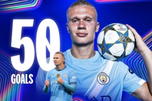 ??新的里程碑到來(lái)！歐冠官方更新海報(bào)祝賀哈蘭德50球