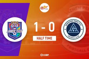 半場(chǎng)-天津津門虎1-0深圳新鵬城 阿代米破門 基萊斯包抄中柱