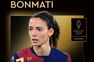 2025年女足金球獎(jiǎng)前十：邦馬蒂第一，卡爾登泰第二，魯索第三