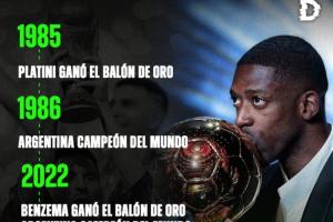 阿媒曬圖：普拉蒂尼本澤馬拿金球后，阿根廷世界杯奪冠，2026呢？