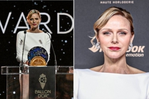 摩納哥夏琳王妃優(yōu)雅白裙亮相金球頒獎(jiǎng)禮，曾是南非女子游泳冠軍