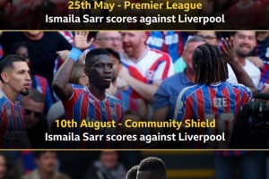 紅軍苦主，水晶宮前鋒薩爾連續(xù)3次面對利物浦均破門