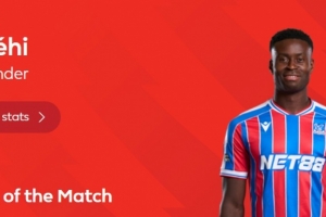 送出助攻，英超官方：格伊當選水晶宮2-1利物浦全場最佳球員