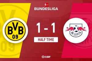 半場(chǎng)-多特蒙德暫1-1RB萊比錫 揚(yáng)-庫(kù)托破門吉拉西送助攻