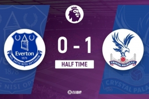 半場-埃弗頓0-1水晶宮 皮克福德屢獻(xiàn)精彩撲救穆尼奧斯破門