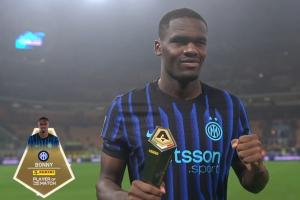 1射3傳造4球！博尼當(dāng)選國米4-1克雷莫內(nèi)塞全場最佳球員