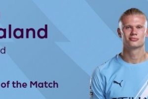 7場(chǎng)9球領(lǐng)跑英超射手榜！官方：哈蘭德當(dāng)選曼城1-0布倫特福德MVP