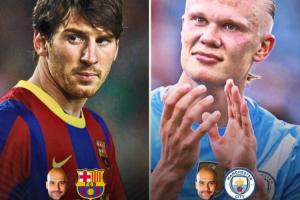 在瓜帥執(zhí)教下聯(lián)賽：梅西136場138球55助，哈蘭德104場94球17助