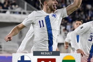 暫登小組榜首！世預(yù)賽歐洲區(qū)小組賽G組：芬蘭2-1立陶宛