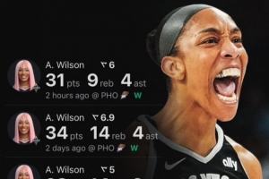 FMVP實(shí)至名歸！阿賈-威爾遜總決賽場(chǎng)均28.5分11.8板4助 G3獻(xiàn)絕殺