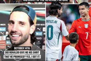 圓夢(mèng)??索博賽后拿到偶像C羅球衣，上次找C羅換球衣時(shí)被告知沒了