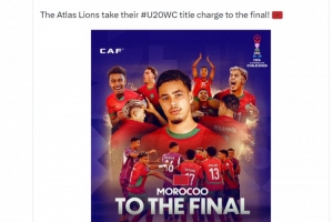 摩洛哥進入世青賽決賽，阿什拉夫轉(zhuǎn)發(fā)海報祝賀：摩洛哥加油