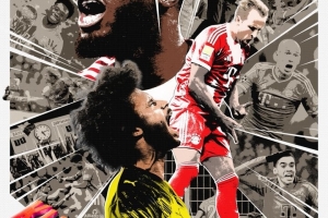 德國(guó)國(guó)家德比！拜仁曬戰(zhàn)多特預(yù)熱海報(bào)：拼貼畫(huà)風(fēng)格！于帕凱恩出鏡