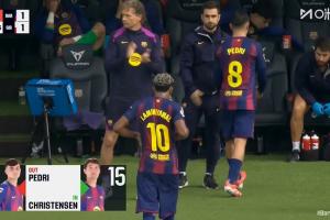 比賽第63分鐘，亞馬爾、佩德里被巴德吉和克里斯滕森換下