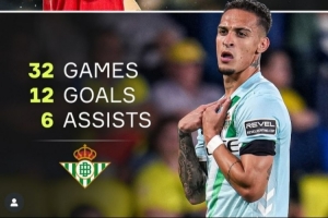 蛻變，安東尼效力貝蒂斯32場(chǎng)參與18球，已超過曼聯(lián)生涯96場(chǎng)數(shù)據(jù)