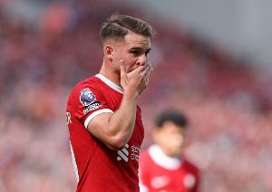 對(duì)陣曼聯(lián)上半場(chǎng)麥卡利斯特總計(jì)只有13次觸球，沒(méi)有球員比他更少