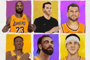 新賽季來了！湖人官推發(fā)布陣容漫畫圖：雷迪克+東詹領(lǐng)銜 17名球員