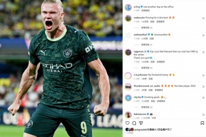 連續(xù)12場(chǎng)破門，哈蘭德社媒曬照：不過(guò)又是普普通通上班的一天