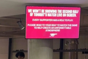 英媒：阿森納不在主場大廳電視播放比賽畫面，讓球迷盡快回到看臺(tái)