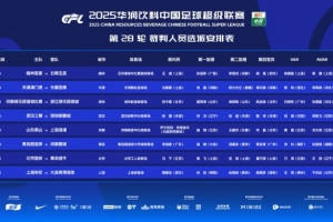 中超第28輪裁判：坦格舍夫執(zhí)法泰山vs海港，馬寧執(zhí)法國安vs海牛