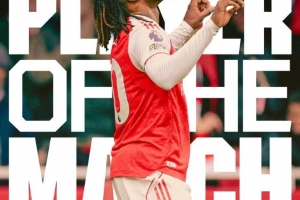 面對(duì)舊主打進(jìn)制勝球，官方：埃澤當(dāng)選阿森納1-0水晶宮隊(duì)內(nèi)最佳