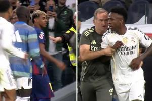 ??亞馬爾問(wèn)維尼修斯“要?jiǎng)邮謫幔俊?，維尼修斯回應(yīng)“來(lái)?。　? >
                                        </div>
                                    </div>
                                                                        <div   id=