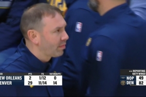 一通狂轟濫炸！第三節(jié)不到8分鐘 掘金轟出29-2領(lǐng)先鵜鶘33分！