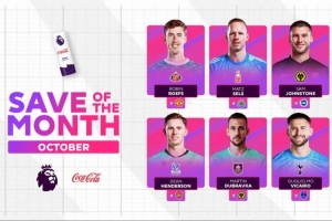 英超10月最佳撲救候選：迪恩-亨德森、維卡里奧、塞爾斯在列