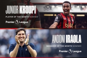 表現(xiàn)優(yōu)異！伯恩茅斯入圍英超10月最佳教練、最佳球員、最佳進(jìn)球