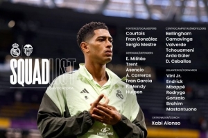 皇馬公布西甲戰(zhàn)瓦倫西亞大名單：姆巴佩、阿諾德、恩德里克在列