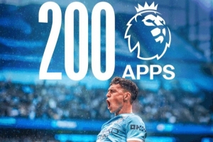 25歲158天，福登超越斯特林成為代表曼城出戰(zhàn)200場英超最年輕球員