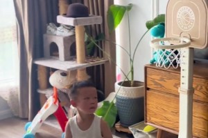 還會扣籃了！哈登點贊的2歲幼童打球 這壓腕動作太專業(yè)了啊~