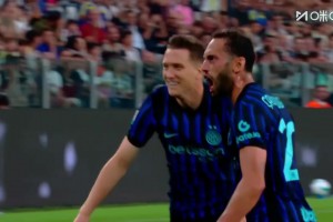 神了！恰爾汗奧盧胸部停球凌空抽射世界波 ，國米2-2扳平尤文