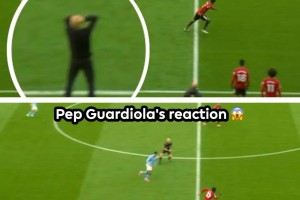 梅努穿襠戲耍后場(chǎng)邊瓜迪奧拉的反應(yīng)??