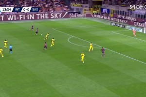 國米1-0領先！蘇西奇做球，迪馬爾科冷靜推射得手