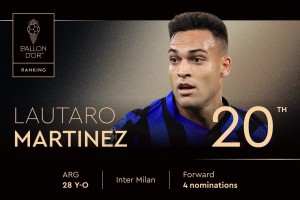 2025年金球獎(jiǎng)排名第20位！勞塔羅-馬丁內(nèi)斯，第四次獲得提名