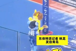 申花客戰(zhàn)西海岸，賽前兩隊吉祥物龍小飛和布魯互動，還交換了禮物