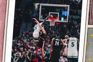 新“世界名畫”！森林狼官方曬麥丹隔扣楊瀚森照片，小楊今天算交學(xué)費(fèi)了