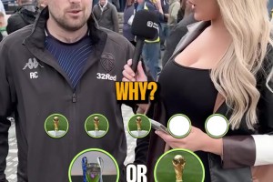 男球迷根本不敢看！利茲聯(lián)火辣女記者采訪球迷??